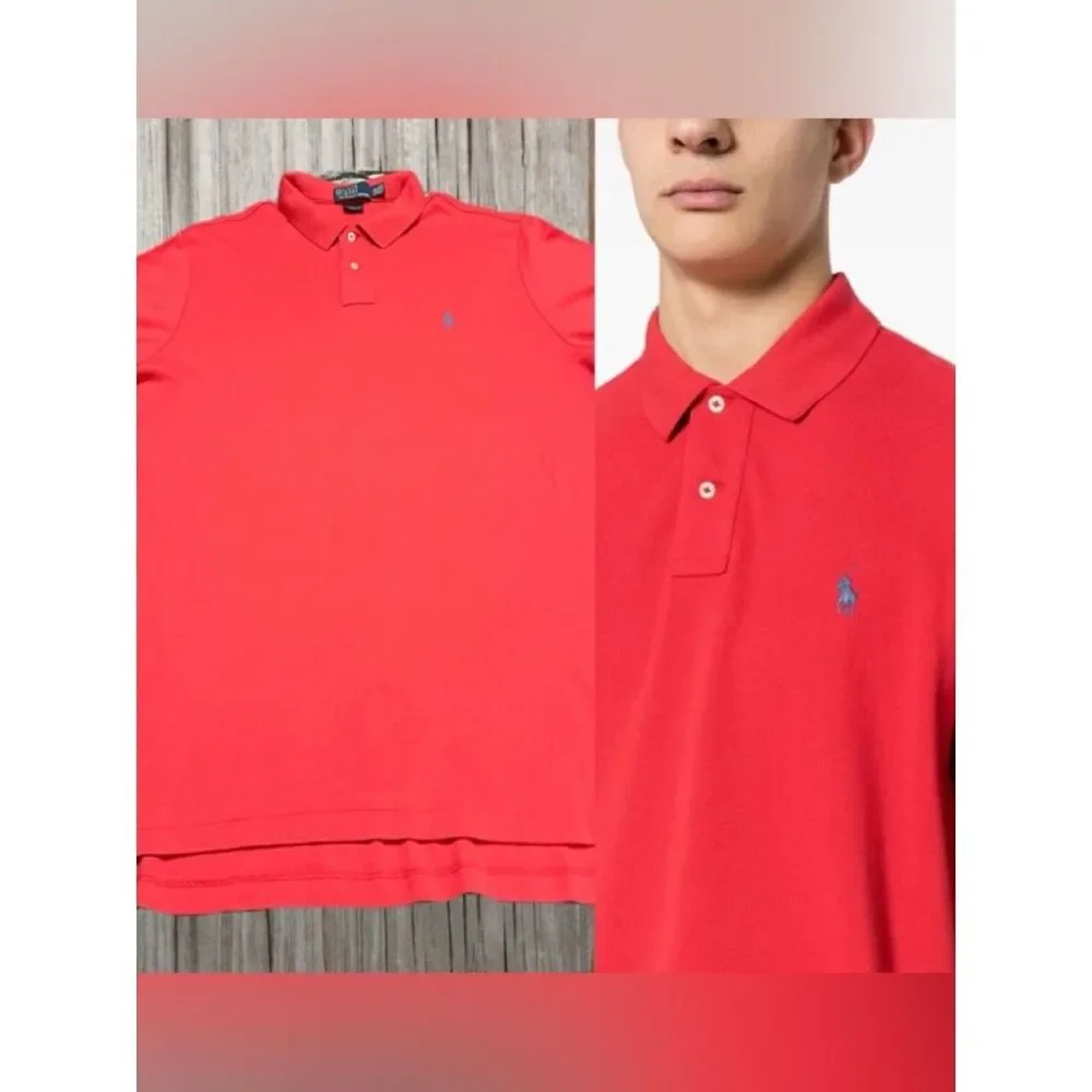 Ralph Lauren Red Polo Shirt with Blue Logo XXL